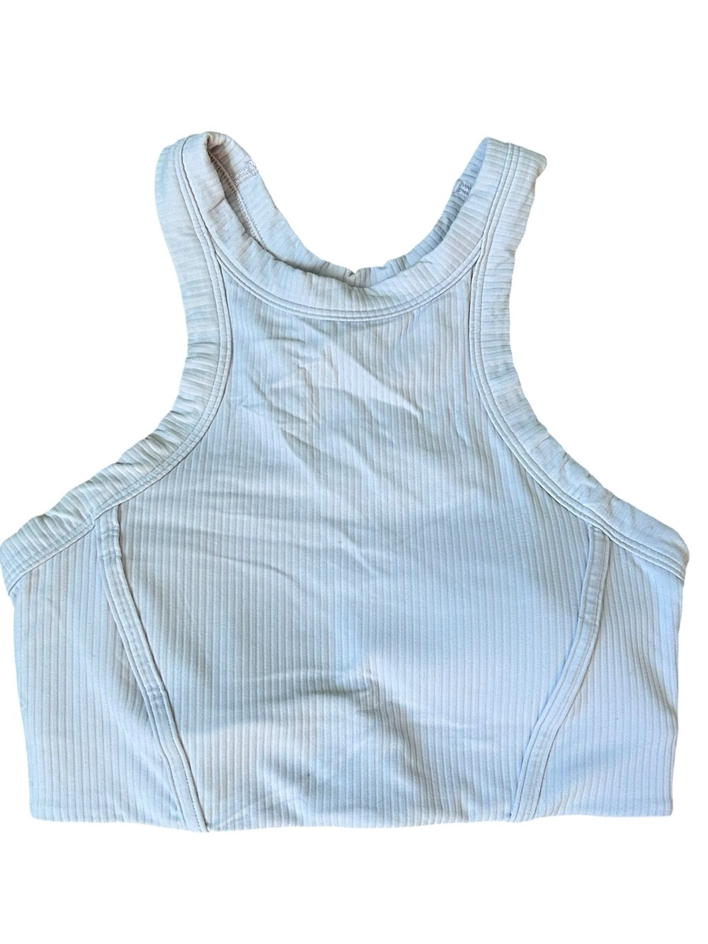 Lululemon Shirt Womens 4 Natural Ivory Ribbed Nulu High-Neck Yoga Bra Athletic